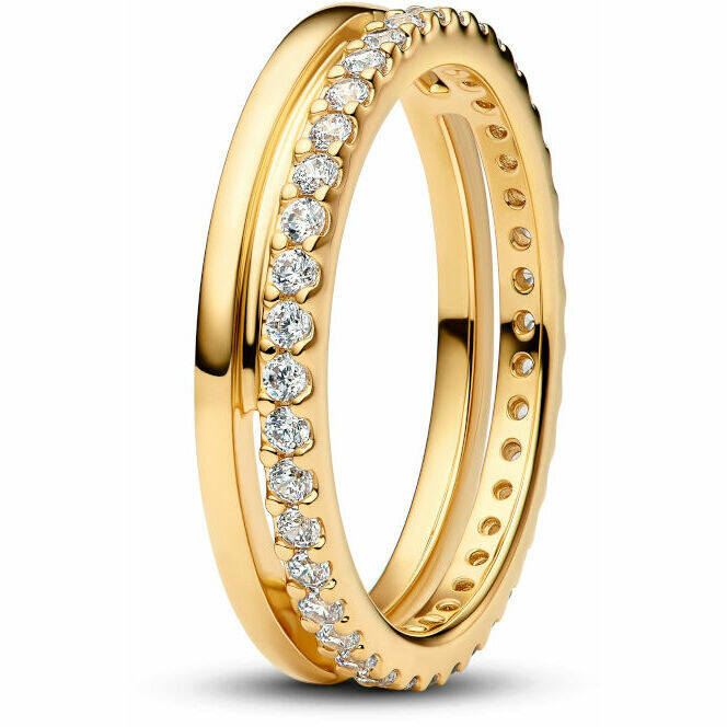 Pandora Double Band Gold Plated Ring