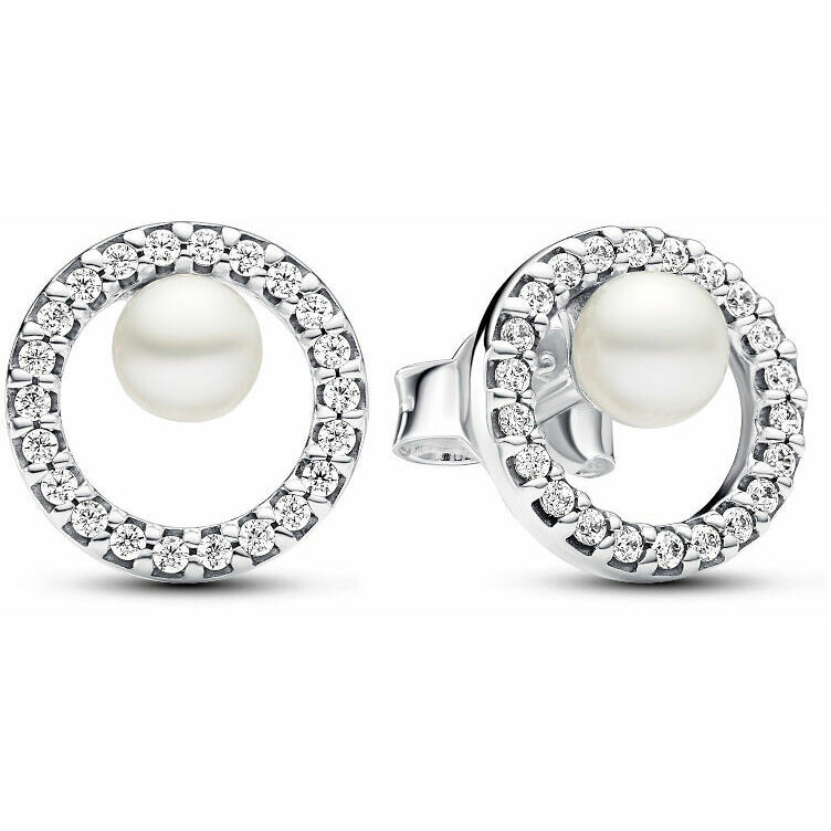 Pandora Earrings Freshwater Cultured Pearls and Pavé