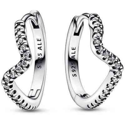 Pandora Earrings Waves Circles Bright Stones