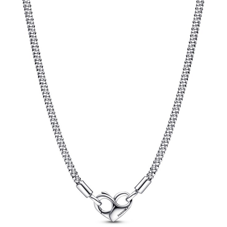 Pandora Geometric Mesh Necklace with Heart Clasp