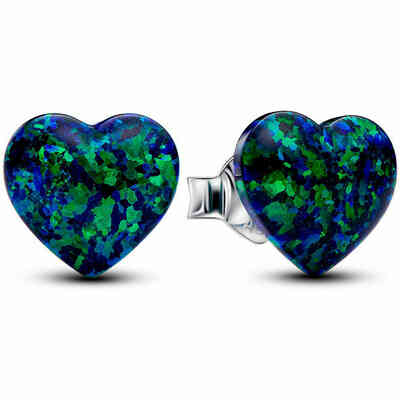 Pandora Green and Blue Opal Hearts Earrings Pandora Green and Blue Opal Hearts Earrings