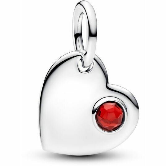 Pandora Heart Charm with Dark Red Stone January