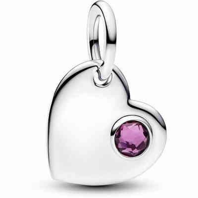 Pandora Heart Charm with Purple Stone February Pandora Heart Charm with Purple Stone February