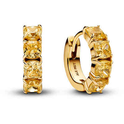 Pandora Hoop Earrings Yellow Crystals Gold Plated Pandora Hoop Earrings Yellow Crystals Gold Plated