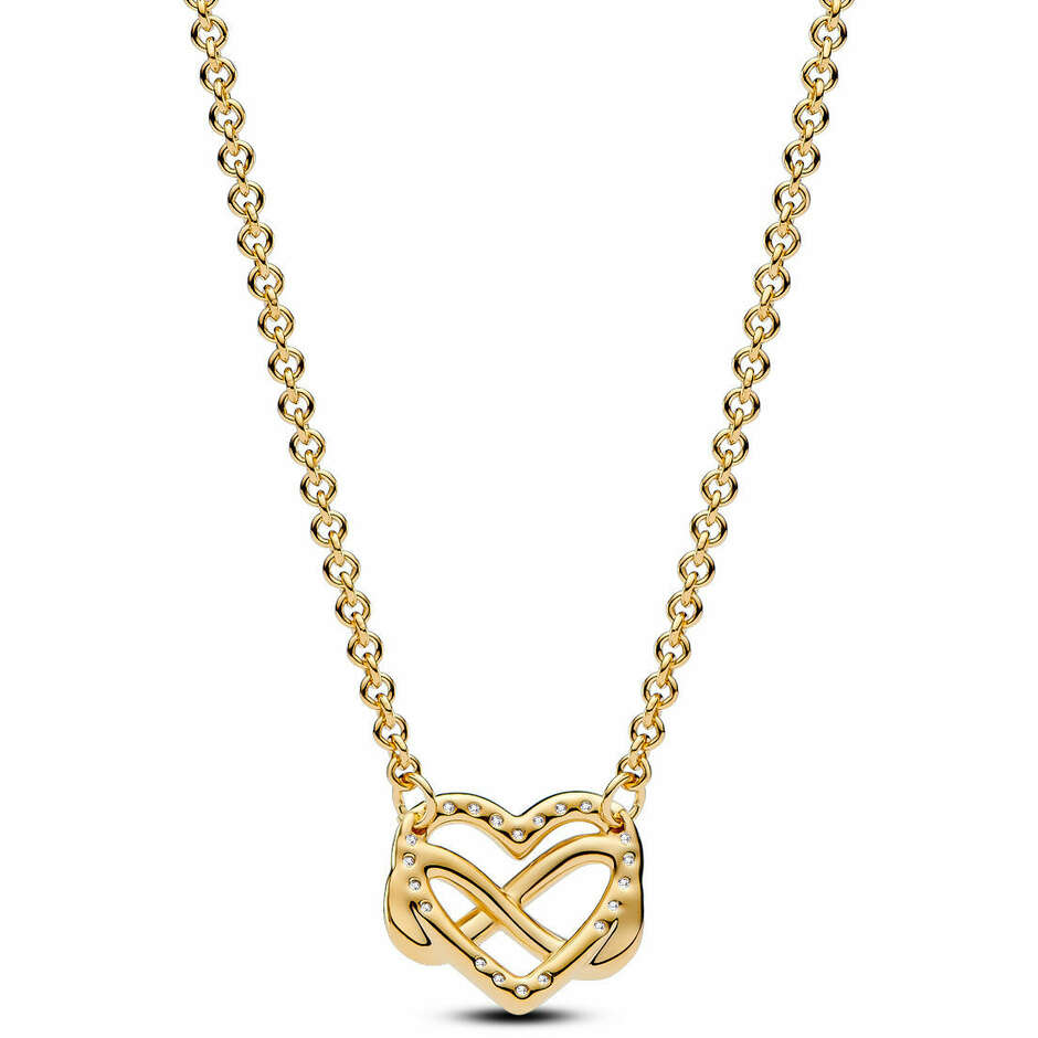 Pandora Infinity Heart Necklace Bright Stones Gold Plated