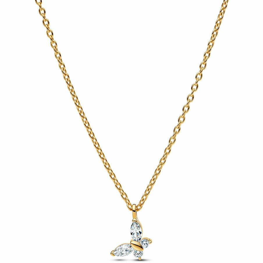 Pandora Necklace with Gold-Plated Butterfly Pendant