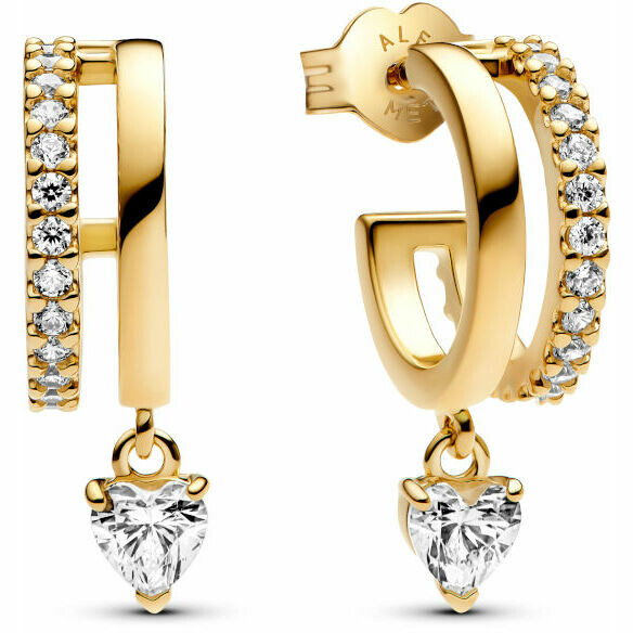 Pandora Open Hoop Earrings with Pendant Leather