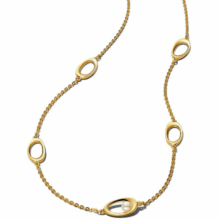 Pandora Oval Mesh Necklace with Sinuous Line and Pearl