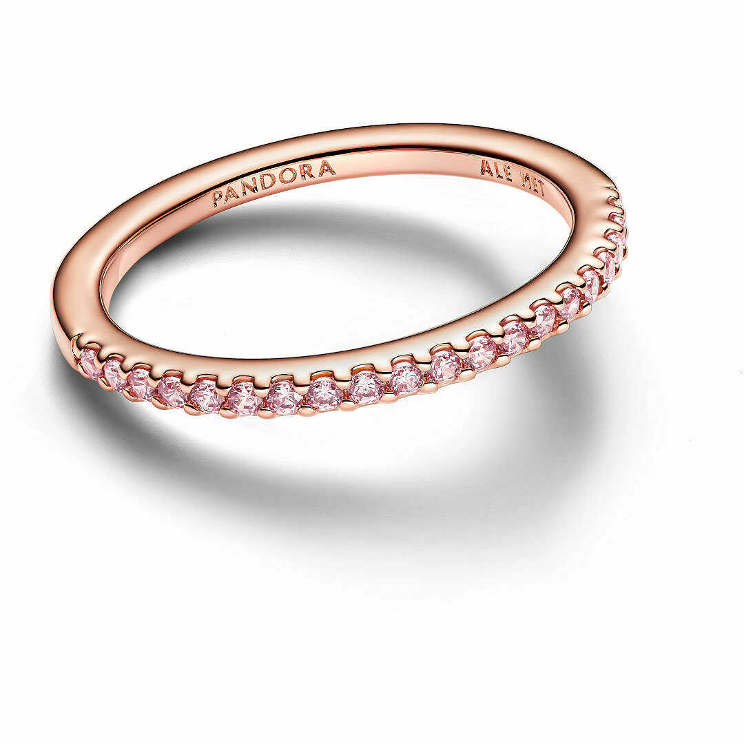 Pandora Pavè Thin Band Ring Rose Gold Plated Franco Cuomo Gioielli