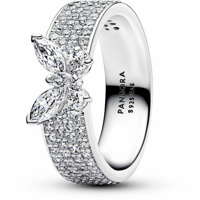 Pandora Pavé Band Ring with Luminous Butterfly