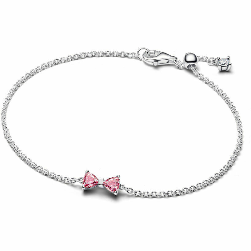 Pandora Pink Bright Bow Bracelet in Silver