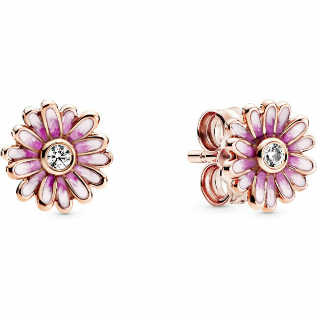 Pandora Pink Daisy Earrings Rose Gold Plated