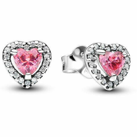 Pandora Pink Embossed Hearts Earrings