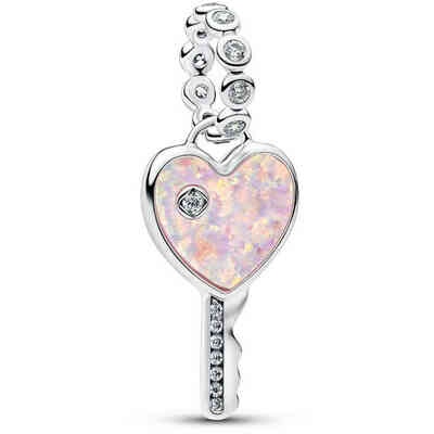 Pandora Pink Opal Heart Key Pendant Charm