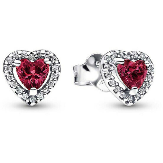 Pandora Red Embossed Hearts Earrings