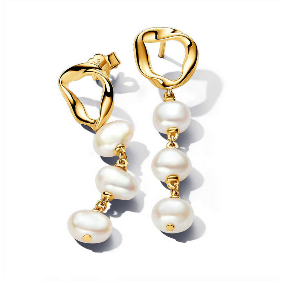 Pandora Sinuosa Line Pendant Earrings with Pearls