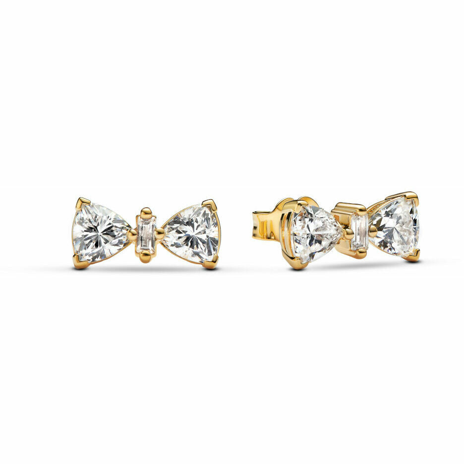 Pandora Small Bright Bow Earrings Gold Plated