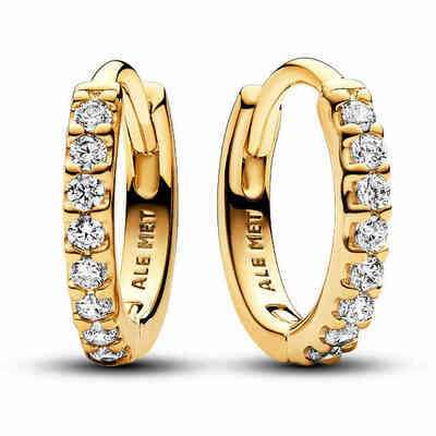 Pandora Small Hoop Earrings Pavè Gold Plated Pandora Small Hoop Earrings Pavè Gold Plated
