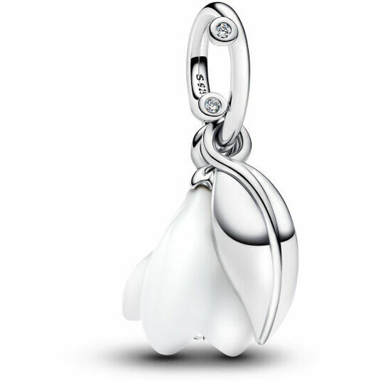 Pandora Snowdrop Flower Charm Murano Glass