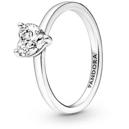 Pandora Solitaire Ring with Heart Stone