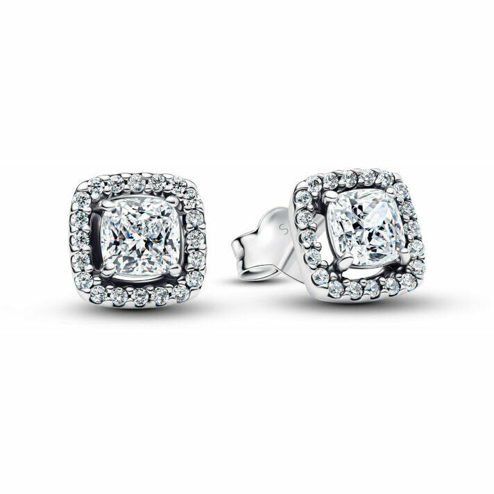 Pandora square light point earrings in silver