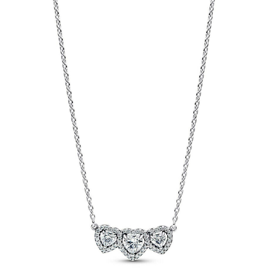 Pandora Three Hearts Necklace in Silver