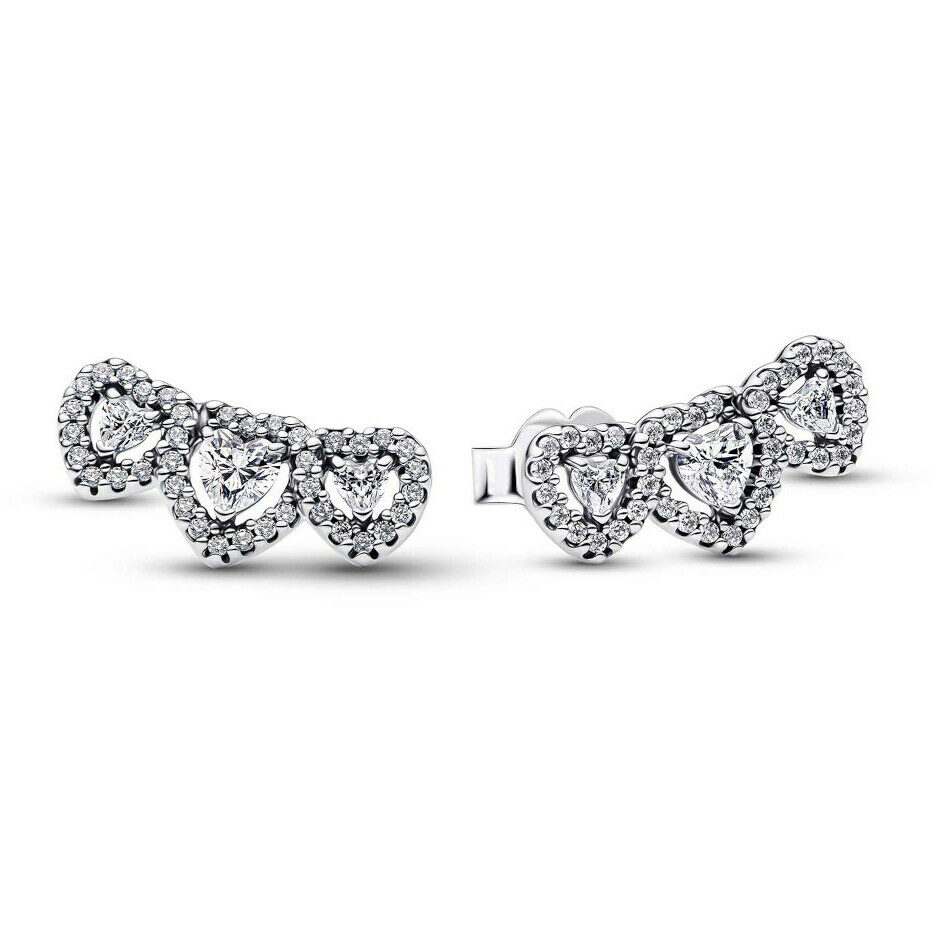 Pandora Three Hearts Silver Earrings