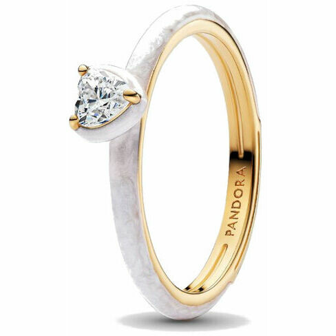 Pandora White Chakra Heart Gold-Plated Ring