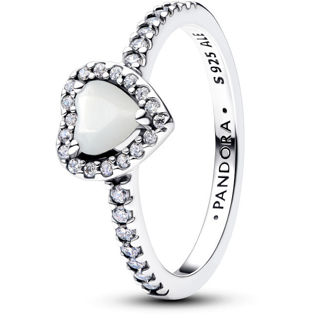 Pandora White Embossed Heart Ring