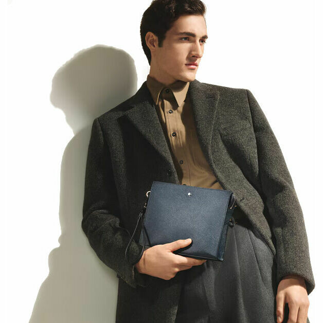 Pochette Montblanc Sartorial Tweed Blu