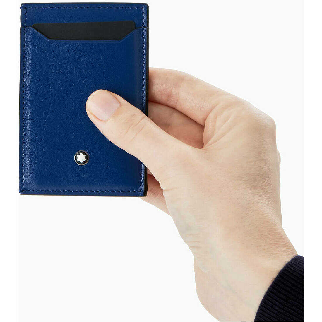 Porta Carte di Credito in Pelle Blu Montblanc