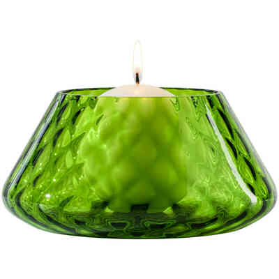Portacandela in Vetro di Murano Verde Venini Lele Portacandela in Vetro di Murano Verde Venini Lele