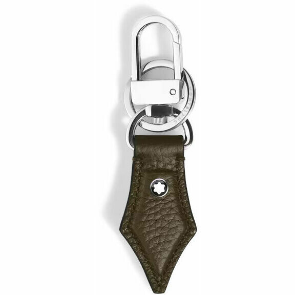 Portachiavi Montblanc in pelle con grana Kaki a forma di pennino