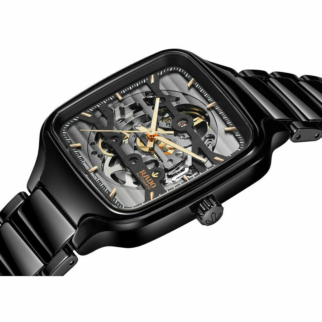 Rado True Square Skeleton Black Ceramic Watch