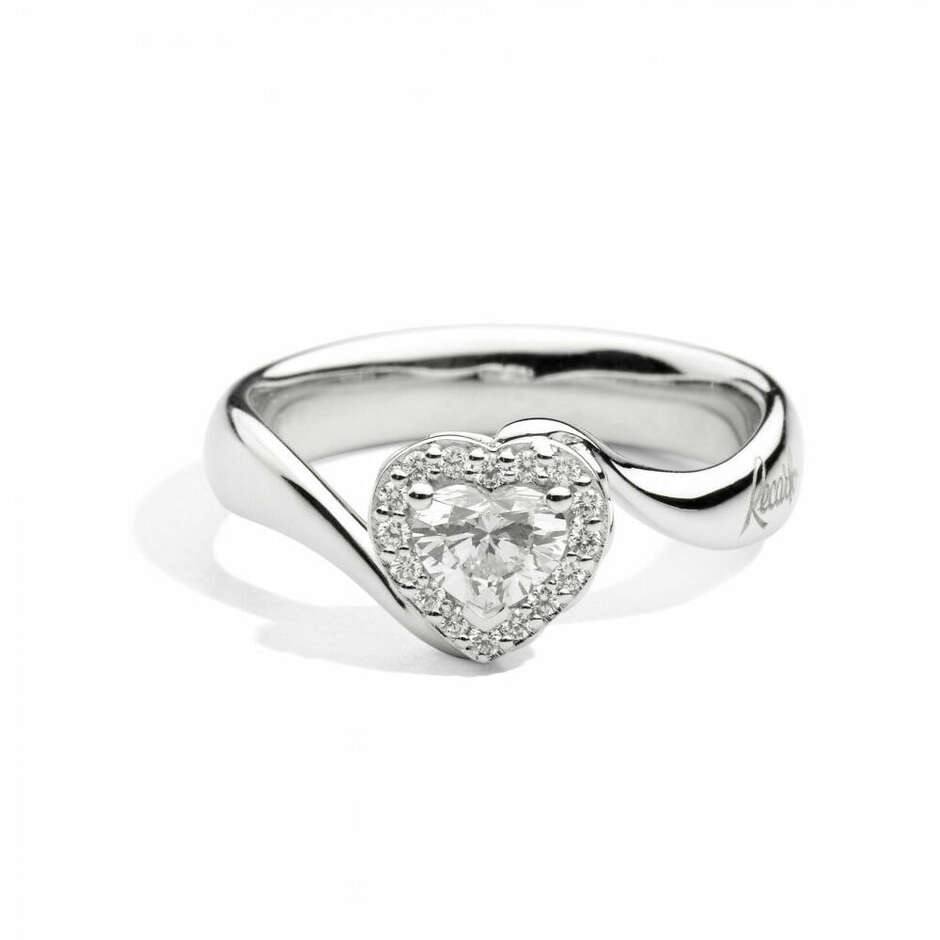 Recarlo solitaire ring with heart and contour cut diamond