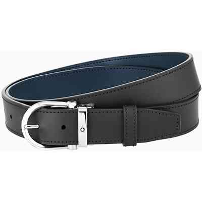 Reversible Montblanc belt in Blue/Black leather