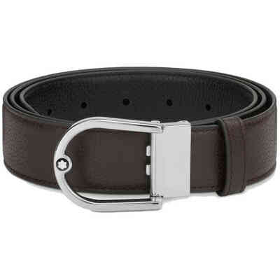 Reversible Montblanc belt in brown and black grained leather Reversible Montblanc belt in brown and black grained leather