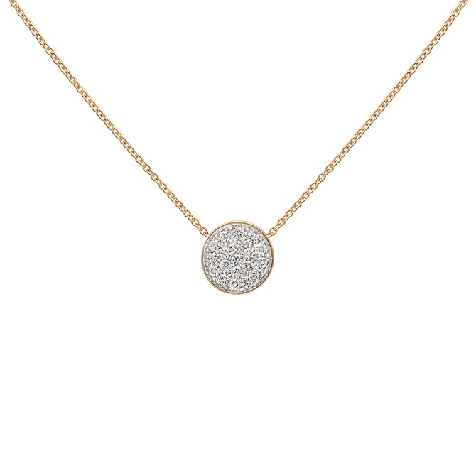 Rose Gold Chantecler Paillettes Necklace in rose gold, diamonds and white enamel