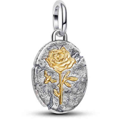 Rose sterling silver and 14k gold-plated medallion Rose sterling silver and 14k gold-plated medallion