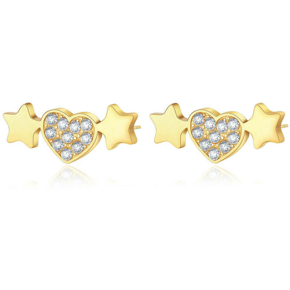 Sagapo Aurora women's earrings in golden steel with crystals