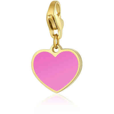 Sagapo Happy pendant in steel Pink Heart Sagapo Happy pendant in steel Pink Heart