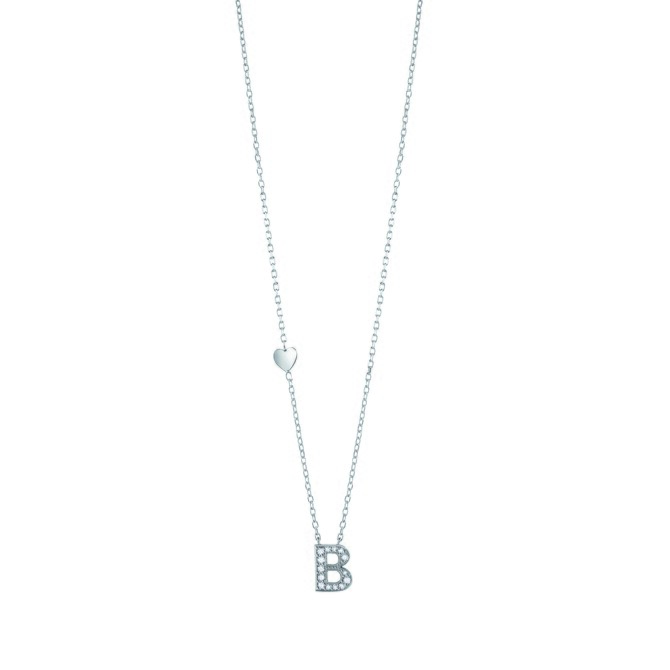 Salvini Be Happy necklace in 9KT white gold letter B with diamonds