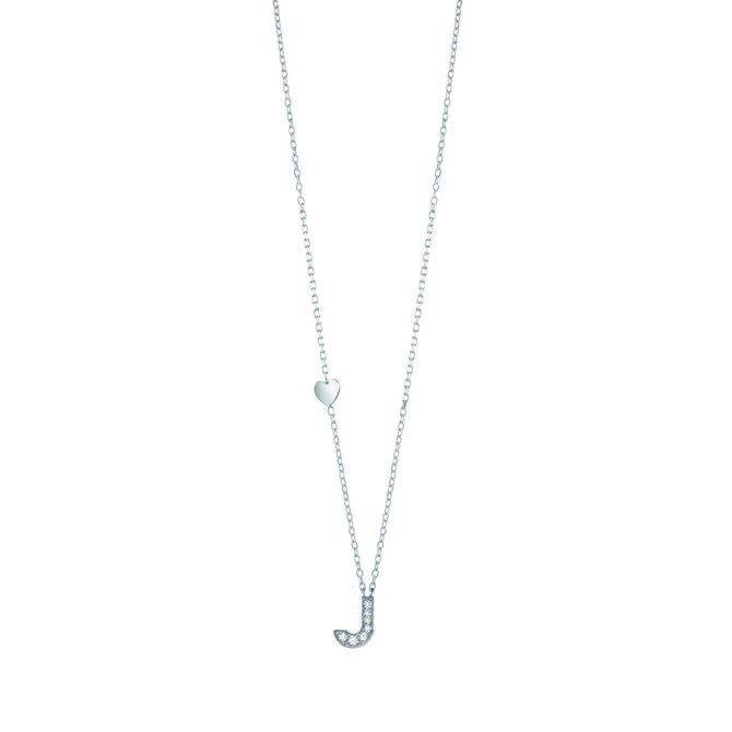 Salvini Be Happy necklace in 9KT white gold letter J with diamonds