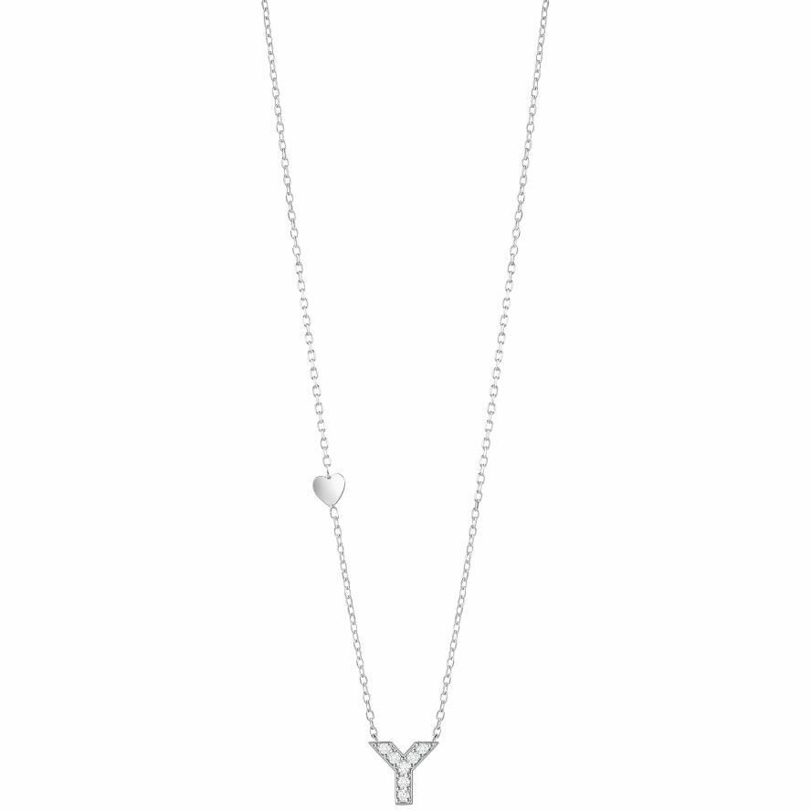 Salvini Be Happy necklace in 9KT white gold letter Y with diamonds
