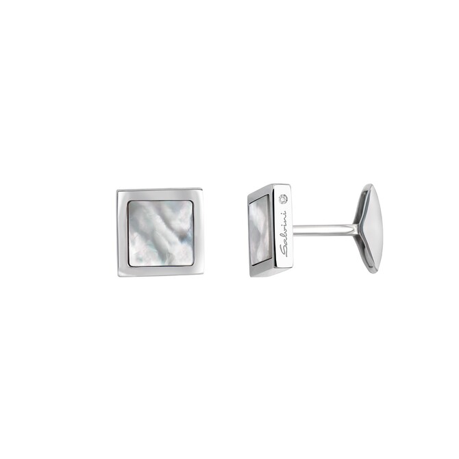 Salvini cufflinks in silver with diamond and mother of pearl