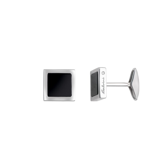 Salvini cufflinks in silver with diamond and onyx