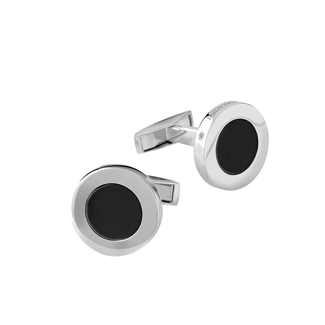 Salvini cufflinks in silver with diamonds and onyx