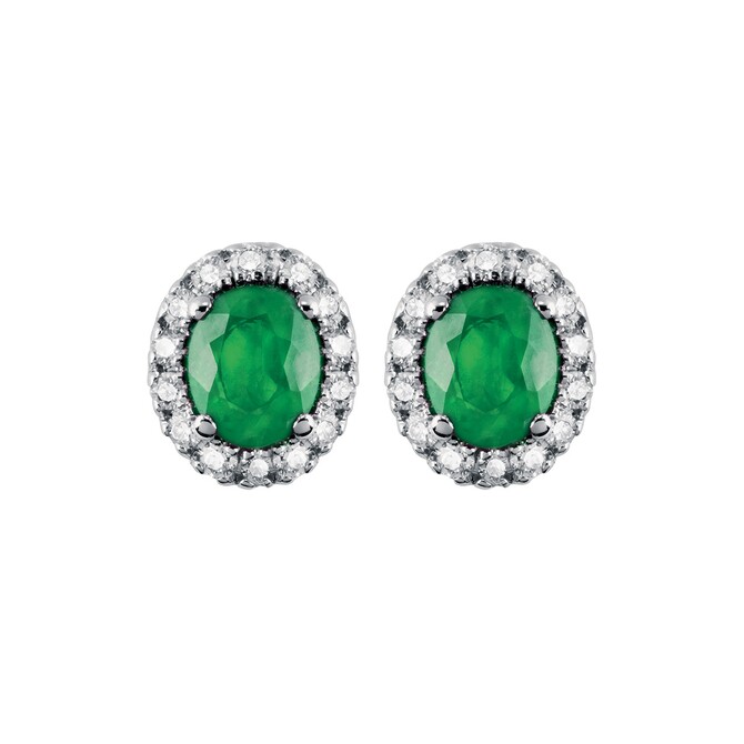 Salvini Dora earrings in white gold, diamonds and emerald