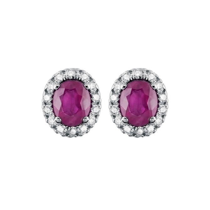 Salvini Dora earrings in white gold with diamonds and ruby