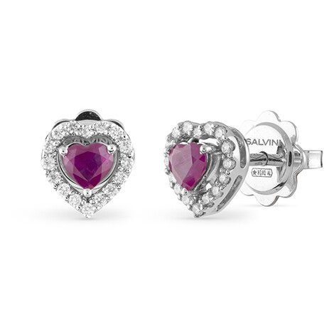 Salvini Dora Heart Earrings with Rubies and Diamonds